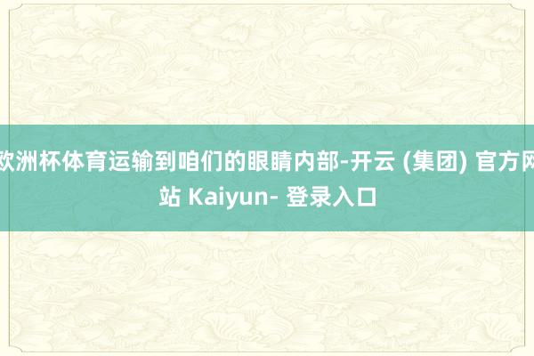 欧洲杯体育运输到咱们的眼睛内部-开云 (集团) 官方网站 Kaiyun- 登录入口