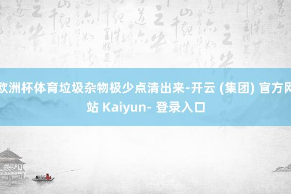 欧洲杯体育垃圾杂物极少点清出来-开云 (集团) 官方网站 Kaiyun- 登录入口