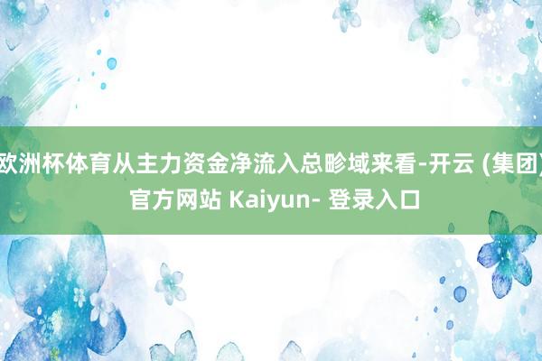 欧洲杯体育从主力资金净流入总畛域来看-开云 (集团) 官方网站 Kaiyun- 登录入口