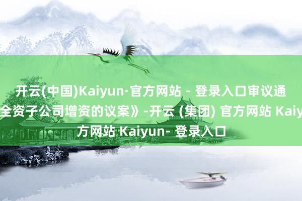 开云(中国)Kaiyun·官方网站 - 登录入口审议通过了《对于对全资子公司增资的议案》-开云 (集团) 官方网站 Kaiyun- 登录入口