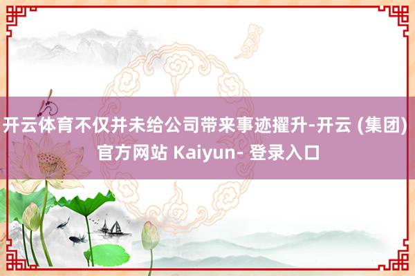 开云体育不仅并未给公司带来事迹擢升-开云 (集团) 官方网站 Kaiyun- 登录入口